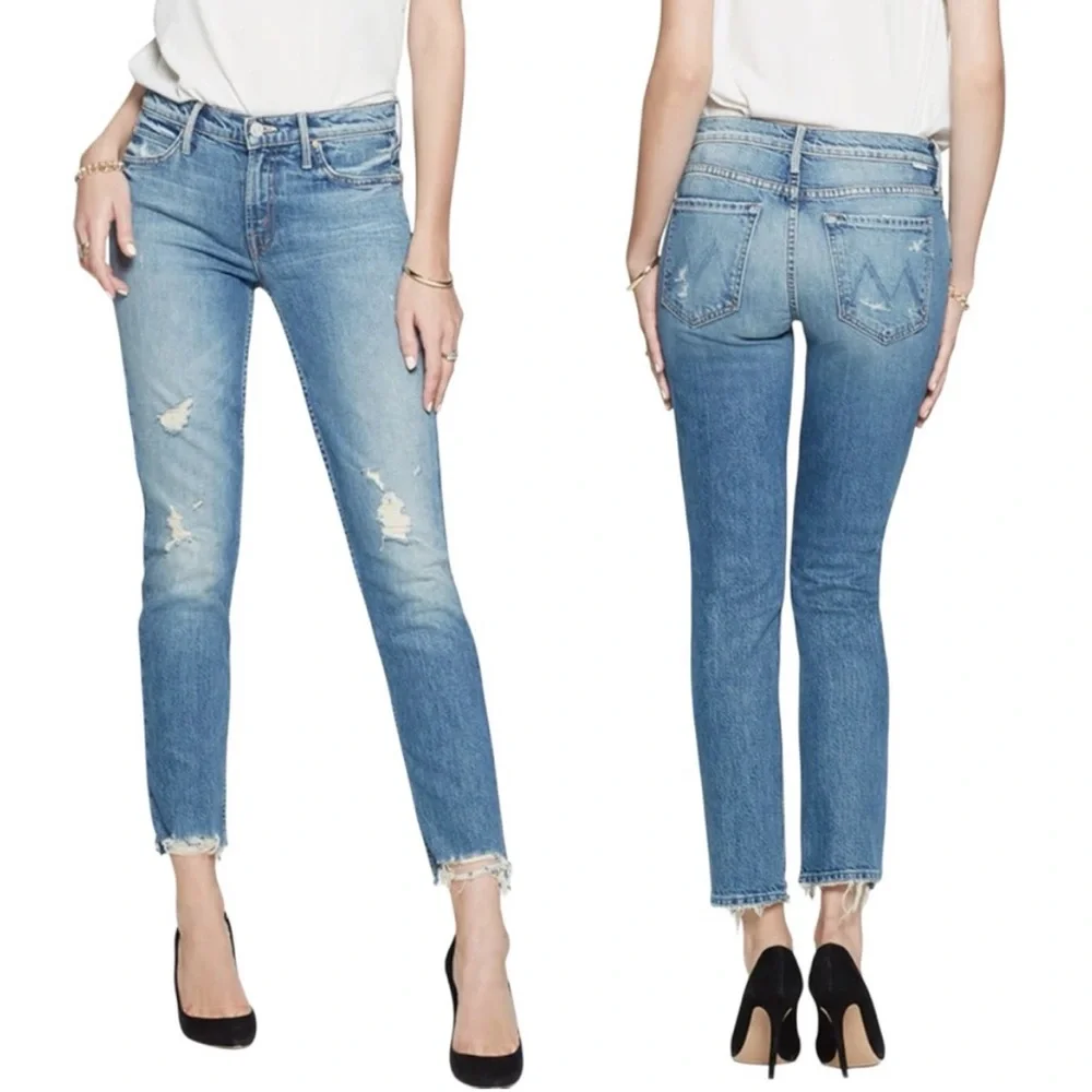 MOTHER Superior The Flirt Fray Wash Jean In Cold Feet Size 24 - Picture 2 of 14